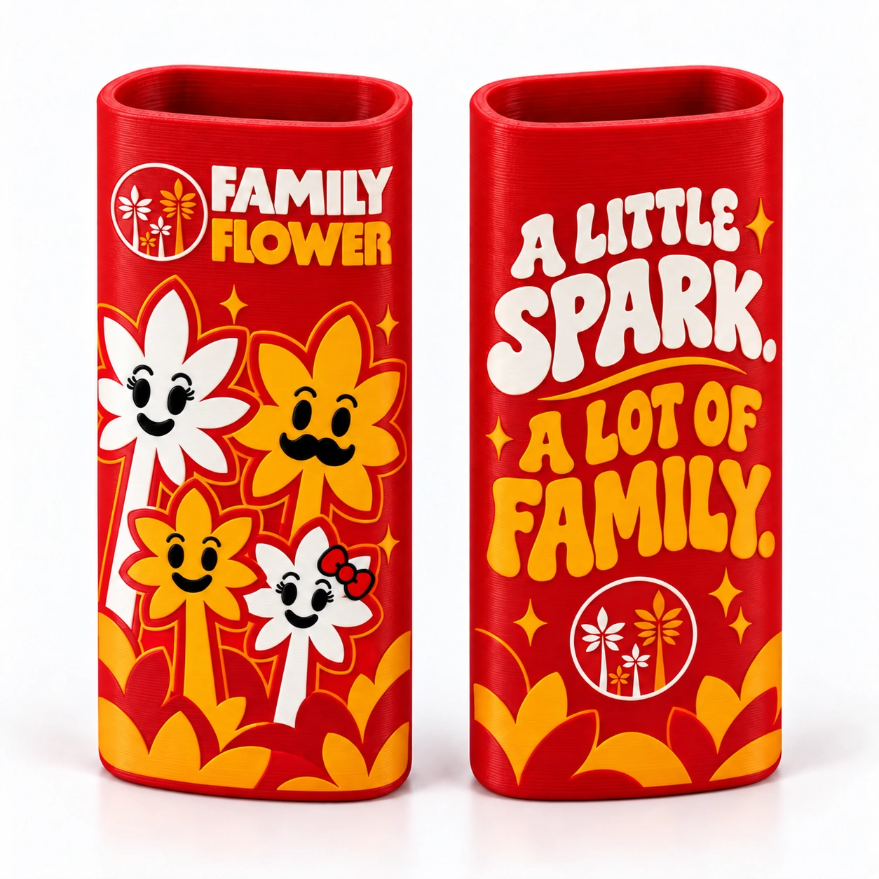 Family Flower 3D-Printed Lighter Sleeve — Red