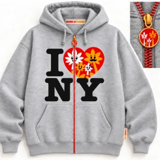 I Love NY Family Zip Hoodie — Heather Grey
